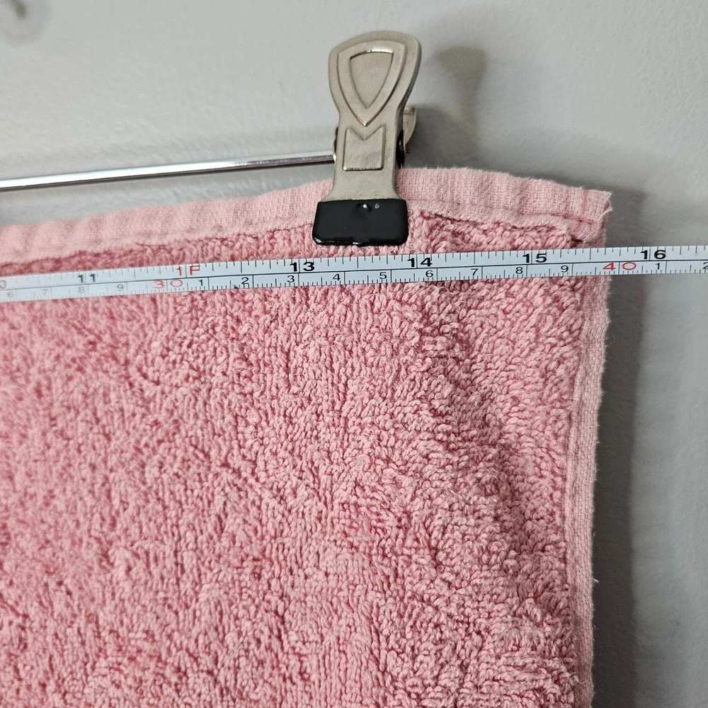 Vtg Cannon Pink 100% Cotton Hand Towel Floral Applique Lace Trim Made in USA